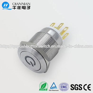 Qn19-E4 19mm Character Illuminated Type Momentary|Latching Flat Head Pin Terminal Metal Push Button Switch